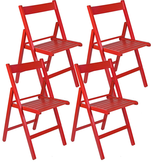 Set mit 4 Klappstühlen 47,5 x 42,5 x 45/79 cm aus rotem FSC-Buchenholz sconto
