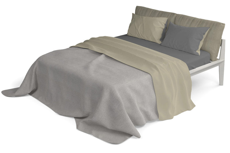 Set Lenzuola Sopra Sotto e Federe Doubleface Tortora\/Fumo