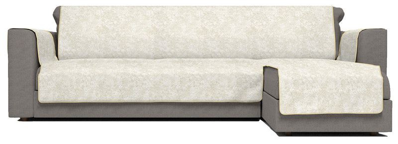 Copridivano con Penisola Destra in Poliestere e Cotone Panna Varie Misure