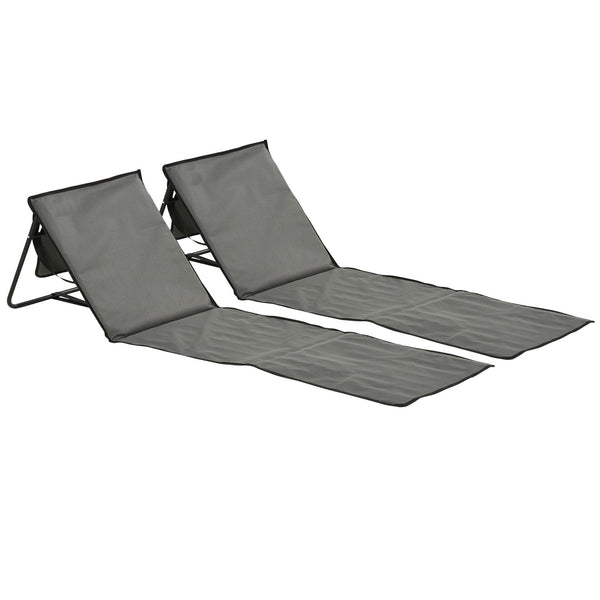 Set 2 Sdraio 142x51x40 cm Pieghevoli con Tasca Resistente Acqua in Tessuto Oxford Grigio sconto