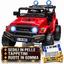 Macchina Elettrica per Bambini Fuoristrada Toyota Fj Cruiser 12V Telecomando Ruote in Gomma e Sedile in Pelle Rosso