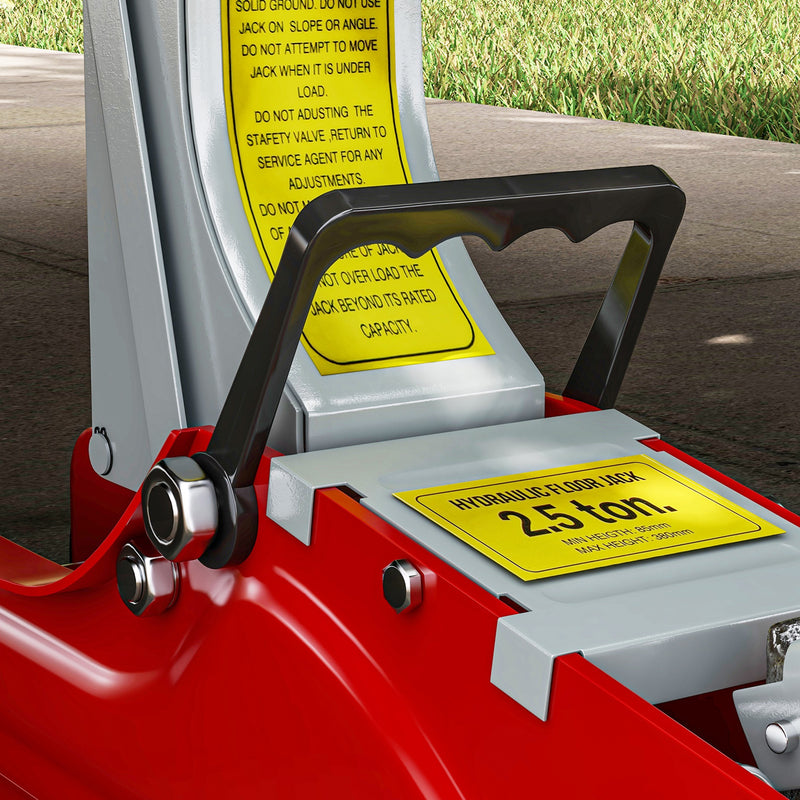Cric Idraulico Auto con Sollevamento 8-38cm in Acciaio Rinforzato Capacità 2.5 t Rosso  