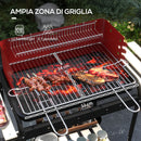 Barbecue a Carbonella 103x47x95 cm con Griglia Regolabile e 3 Ripiani in Metallo e Legno Rosso  