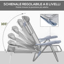 Set 2 Sedie da Campeggio Pieghevoli 62x65x80 cm Reclinabili su 6 Livelli Grigio Chiaro  