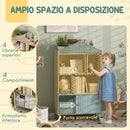 Libreria per Bambini con Ripiani Aperti e Armadietto 80x30x140,5 cm Bianco e color Legno  