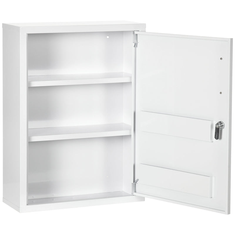 Armadietto Medicinali a Parete 40x15x53,5 cm con 2 Chiavi in Acciaio Bianco  
