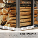 Portalegna per Camino da Interno ed Esterno Regolabile 40-65x25x100-150 cm in Metallo Nero 