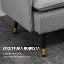 Divano 2 Posti in Tessuto 139x68x80 cm con Cuscini Imbottiti e Gambe in Acciaio Grigio