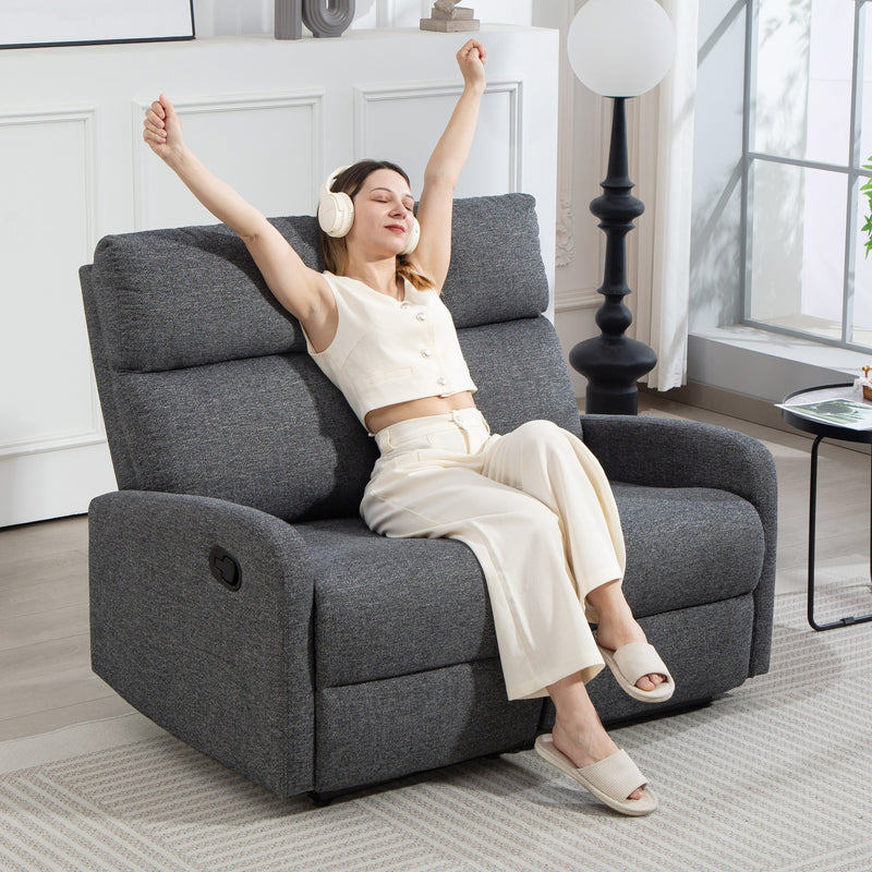 Divano 2 Posti Reclinabile a 145° Max 124x91x100 cm Rivestimento in Ciniglia Grigio  