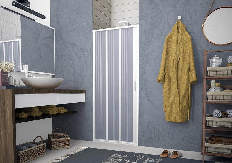 Porta Doccia 1 Anta a Soffietto in PVC H185 cm Dorini Bianco Varie Misure