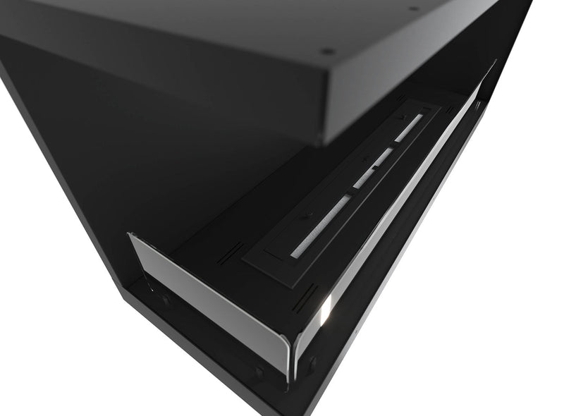 Camino a Bioetanolo da Incasso 110x45 cm Inside L1100 V2 Angolo a Sinistra Nero con Vetro