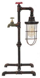 Lampada da Tavolo Manhattan/Cage 27x27x56 cm in Ferro Nero Rame e Rosso