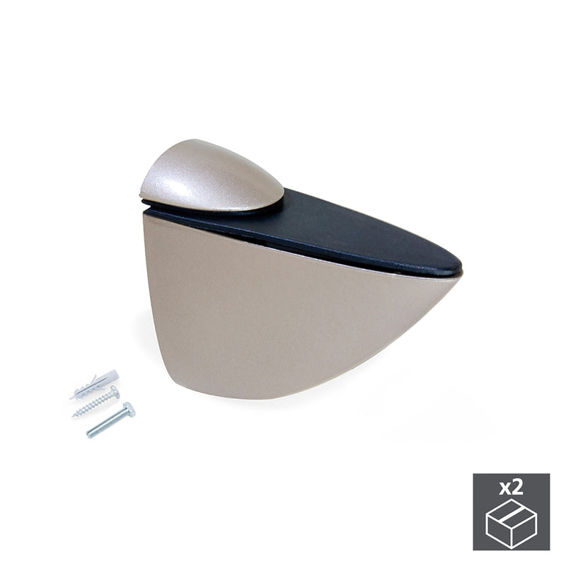 Reggipiano per Mensole di Legno/Vetro Azor Verniciato Nichel Opaco Tecnoplastica e Zama Emuca