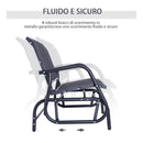 Panchina Dondolo da Giardino 2 Posti in Metallo Grigio 123x70x87 cm 