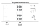 Scarpiera 4 Ante 1 Cassetto 63x164x29 cm Bianco Fiammato