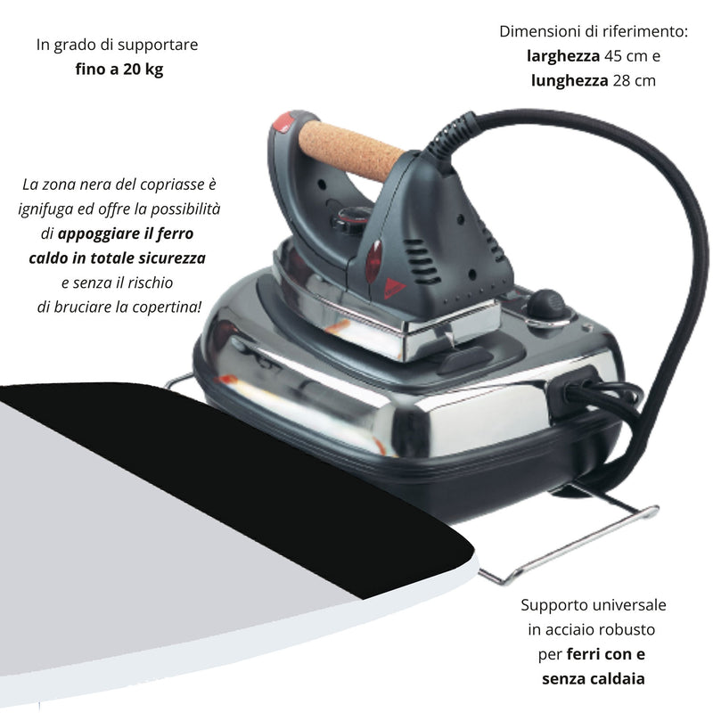 Asse da Stiro Completo Combiboard 125x48 cm con Piano Stiramaniche Regolabile in Altezza