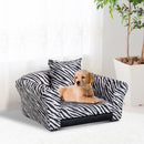 Cuccia Divano per Cani e Gatti con Cuscino Stampa Zebra 66x44x30 cm 