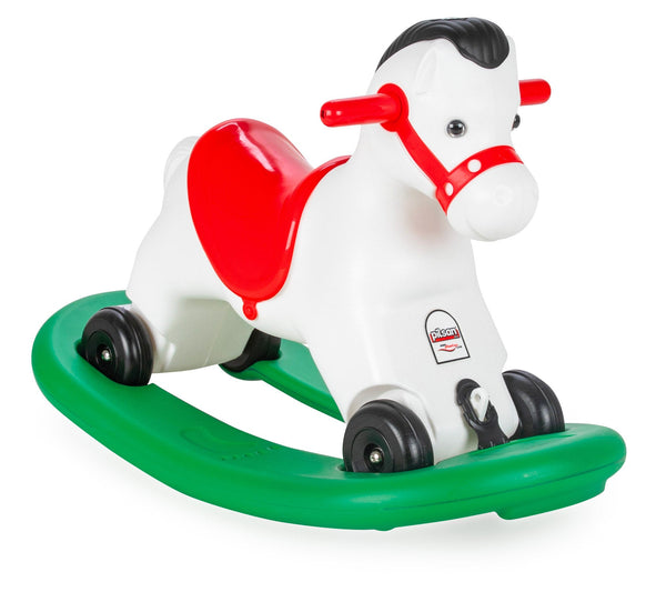 Cavallo a Dondolo Multifunzione 35x77x50 cm Primipassi con Ruote Bianco sconto
