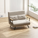Divano Letto con Schienale Reclinabile e 2 Cuscini in Tessuto Effetto Velluto Bianco Crema  