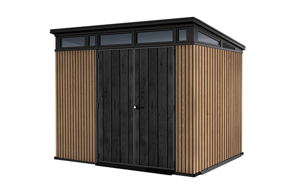 acquista Casetta Box da Giardino Keter Signature Venetian Pent 7x9 in Resina Effetto Legno Marrone e Antracite