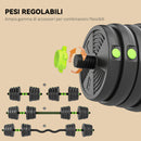 Set Bilanciere Pesi 3 in 1 con 16 Dischi Impugnatura Antiscivolo Verde      