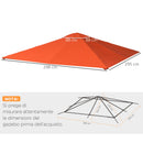 Tetto di Ricambio per Gazebo da Giardino 3x3 m in Poliestere  Morgan Arancione