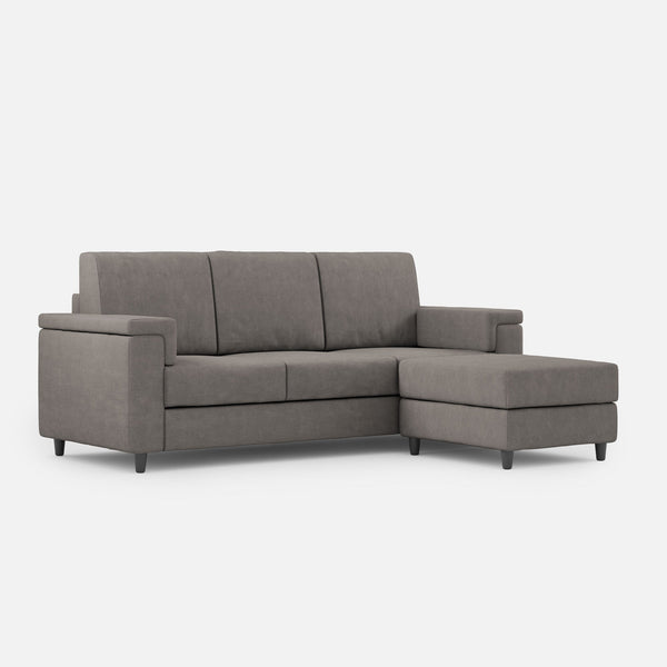 prezzo Divano 3 Posti con Pouf 208x155x85 cm Marrak in Tessuto Grigio