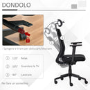 Sedia Poltrona Direzionale da Ufficio 67x64x118-126 cm in Tessuto a Rete Nero