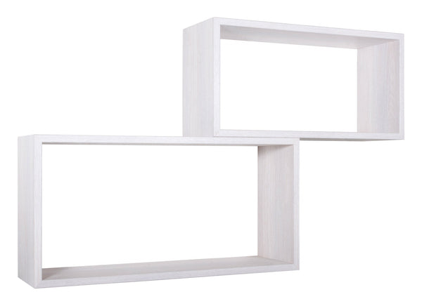 Set 2 Mensole Cubo da Parete Rettangolare in Fibra di Legno Bislungo Rovere Imperiale