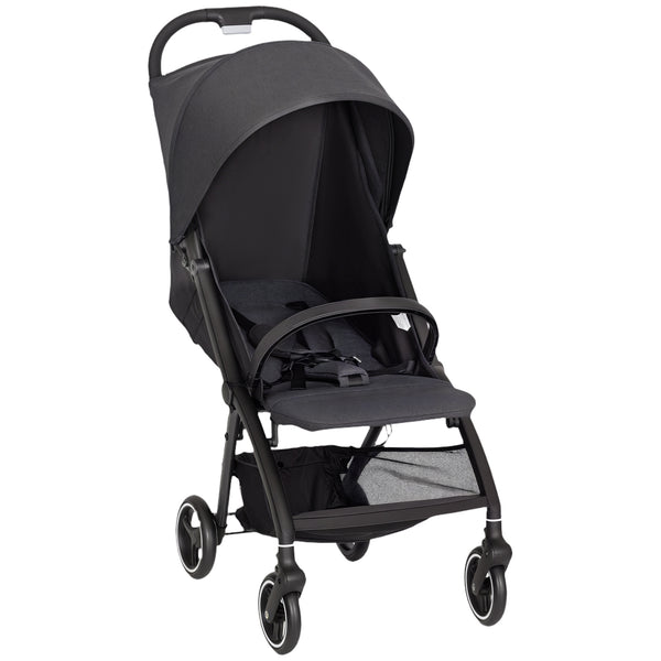 Passeggino per Bambini 0-3 Anni Pieghevole e Leggero Fino a 15 kg Chiusura a Una Mano in Tessuto Grigio Scuro sconto