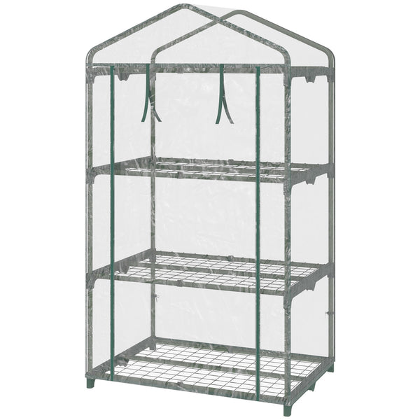 Mini Serra 3 Ripiani 69x49x125 cm Copertura in Plastica Trasparente sconto