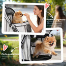 Passeggino per Cani 77x44x102 cm Pieghevole con Portabicchieri e Cestino Grigio      
