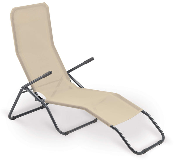 Sonnenliege aus Stahl und Textilene Beige acquista