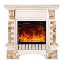 Camino Elettrico da Pavimento 109x110x33 cm Effetto Fiamma 1500W Topaz & Lorance Avorio