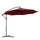 Dezentraler Sonnenschirm Ø300x250 cm aus Stahl und dunkelrotem Polyester