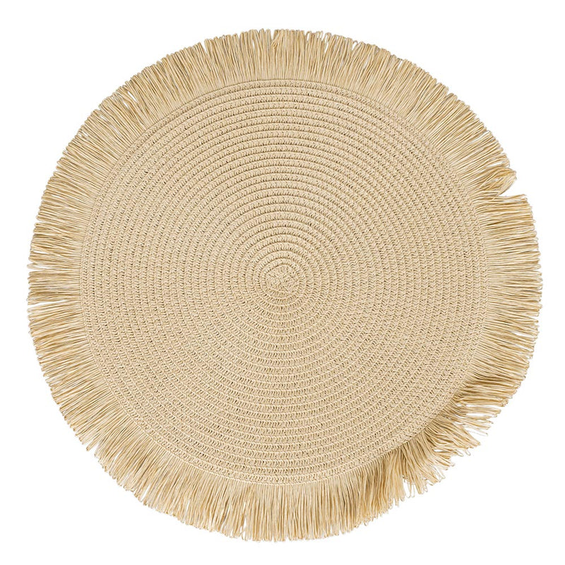 Set 4 Tovagliette con Frange Ø38x0,3 cm  in Carta effetto Juta VdE Tivoli 1996 Shades of Chocolate