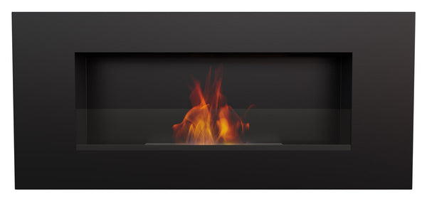 Bioethanol Wandkamin 90x40 cm mit Glas oder ohne Glasscheibe Huston 2 Schwarz acquista
