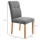 Set 2 Sedie da Pranzo Imbottite con Schienale Alto 50x62x96 cm Grigio Scuro   