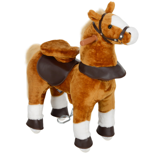 sconto Cavallo a Dondolo per Bambini 3+ Anni 70x28x70 cm con Suoni Realistici e Pedale in Poliestere e PP Marrone
