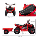 Quad Elettrico per Bambini 6V con Rimorchio Pedale Marce Avanti e Indietro Rosso      