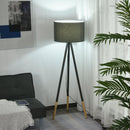 Lampada da Terra Tripode in Legno con Paralume E27 Ø52x153 cm  Grigia