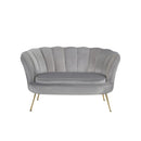Divano salotto 122x73x78 cm 2 Posti in Velluto Seduta a Conchiglia Lola Grigio