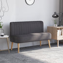 Divano 2 Posti 117x56,5x77 cm Senza Braccioli con Gambe in Legno in Tessuto Effetto Lino Grigio Scuro      