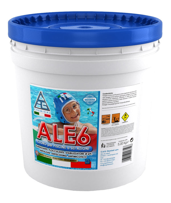 Chlortabletten von 200gr 6 Anti-Algen-Funktionen für Schwimmbäder 5 Kg Cag Chemical ALE6 sconto
