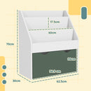 Libreria per Bambini 3-8 Anni 62.5x30x70 cm a 3 Ripiani con Cassetto Inferiore in MDF Verde      