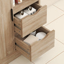 Mobile Bagno Salvaspazio Slim 50x25x100 cm con Armadietto e Cassetti in Truciolare Color Legno 