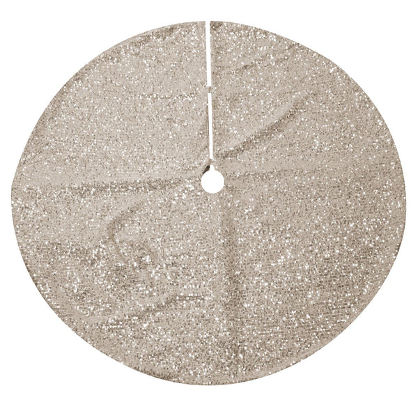 online Copri base albero tessuto con pailette champagne cm Ø90
