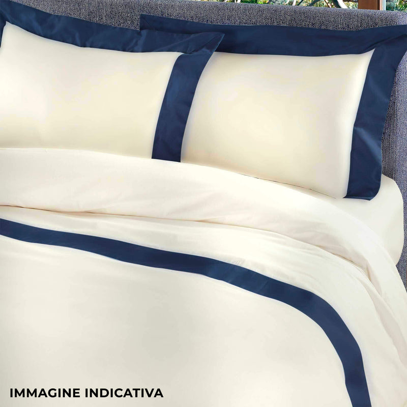 Copripiumino Matrimoniale con Sacco e Federe Bordi in Raso Garrini Eveline Avorio/Bordeaux