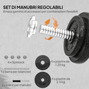 Set Pesi e Bilanciere da 20kg con Impugnature Antiscivolo 8 Dischi Pesi Barra Bilanciere e 2 Barre Manubri in Acciaio      