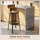 Set 2 Sgabelli da Bar Stile Rustico 37x47x96 cm con Poggiapiedi in Legno e Metallo Marrone      